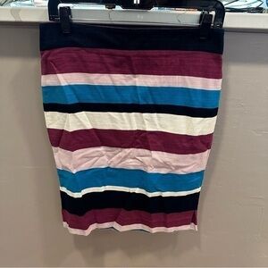 Loft Striped Colorful Textured Piqué Pencil Skirt EUC It#C40